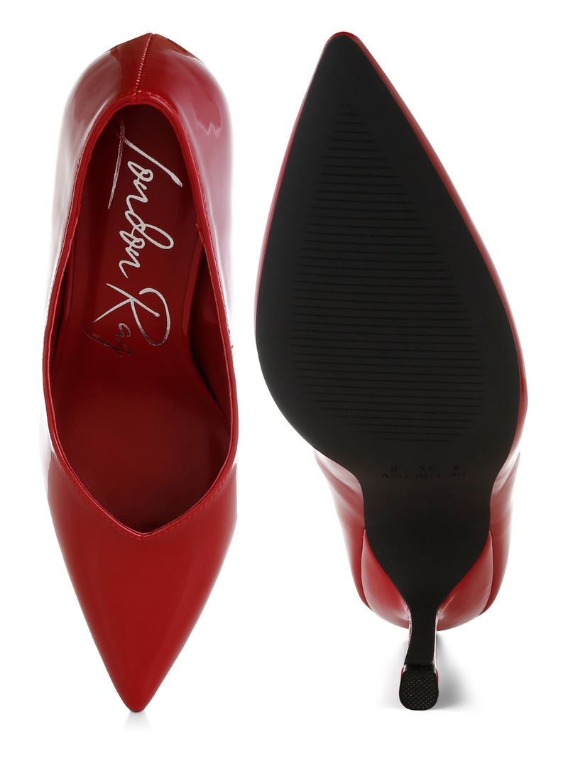 Point Toe Stiletto Heeled Pumps in Red