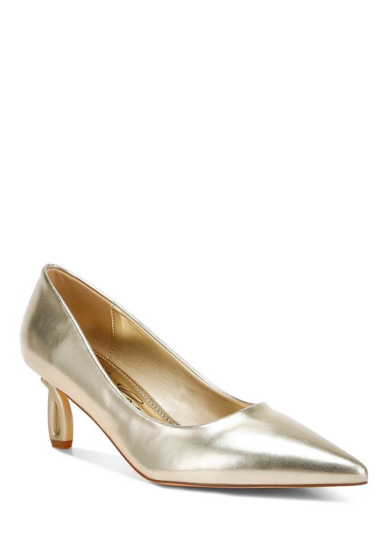 Metallic Fantasy Heel Pumps in Gold