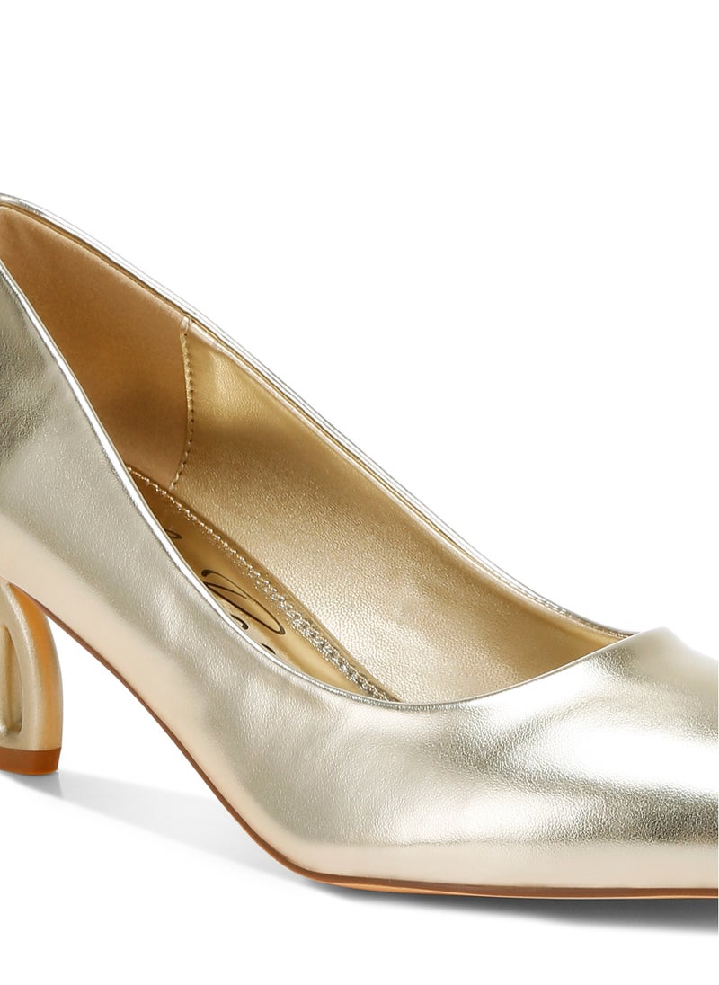 Metallic Fantasy Heel Pumps in Gold