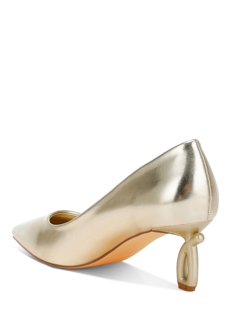 Metallic Fantasy Heel Pumps in Gold