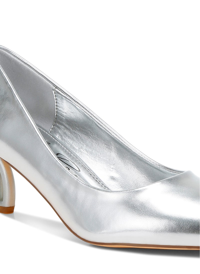 Metallic Fantasy Heel Pumps  in Silver