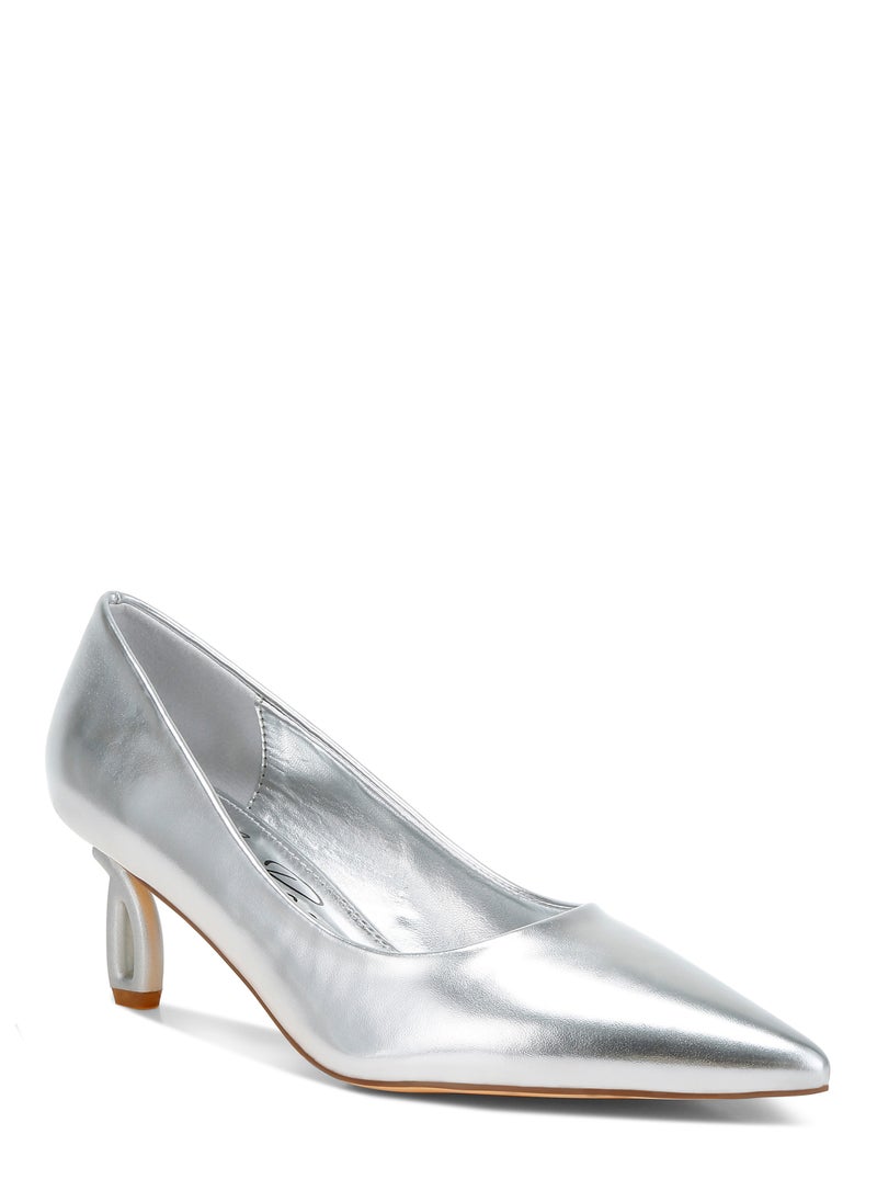 Metallic Fantasy Heel Pumps  in Silver