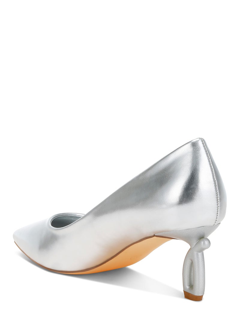 Metallic Fantasy Heel Pumps  in Silver