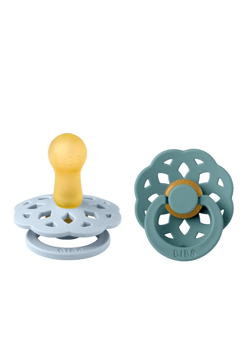 BIBS Natural Rubber  Pacifier Pack Of 2  Blue And Island Sea