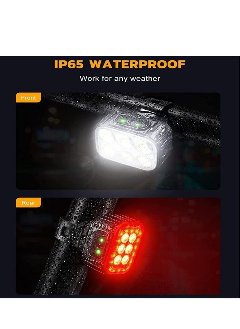 Bike Headlight Rechargeable Bicycle Lights Set Super Bright 8+12 Modes IP65 Waterproof Bike Lights for Night Riding Night Riding, Cycling Safety Front Light and LED Back Taillight