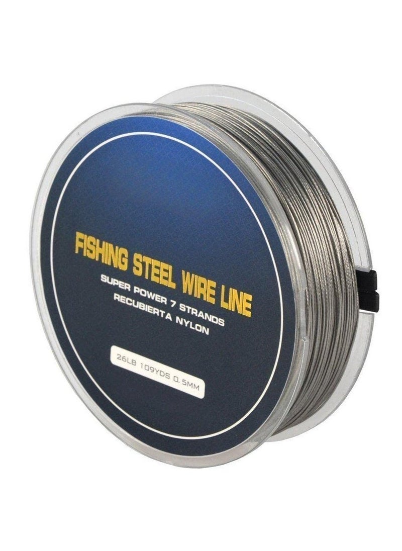 0.5mm 100m 26lb Fishing Steel Wire Fishing Lines max Power 7 Strands Super Soft Wire Lines Cover with Plastic Waterproof Lead line