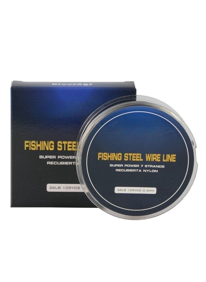 0.5mm 100m 26lb Fishing Steel Wire Fishing Lines max Power 7 Strands Super Soft Wire Lines Cover with Plastic Waterproof Lead line