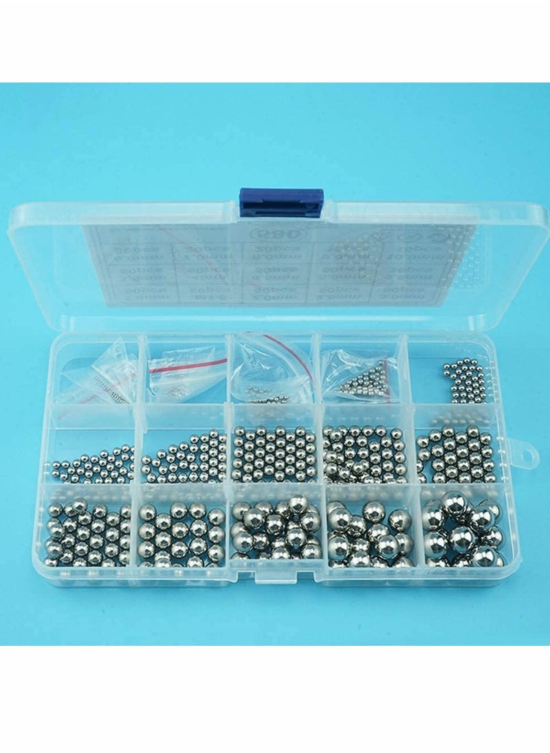 Hardware Tool Bearing Balls Set - 580Pcs Stainless Steel Precision Ball Assortment Kit for Paint Mixer Agitator Skateboard Bearings Diameter 1mm-10mm