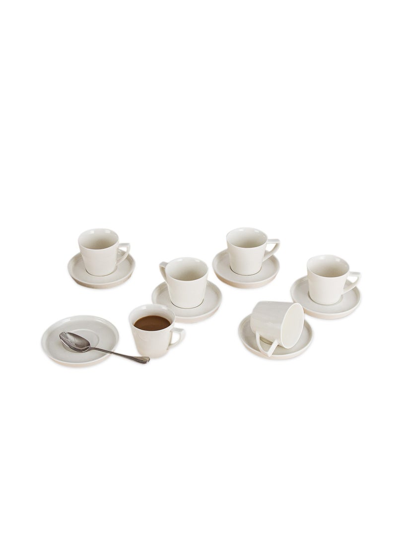 Shallow Cup & Saucer - 12 Pieces with New Bone China, 220ml, White