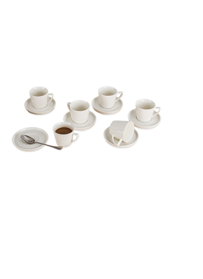 Shallow Cup & Saucer - 12 Pieces with New Bone China, 90ml, White