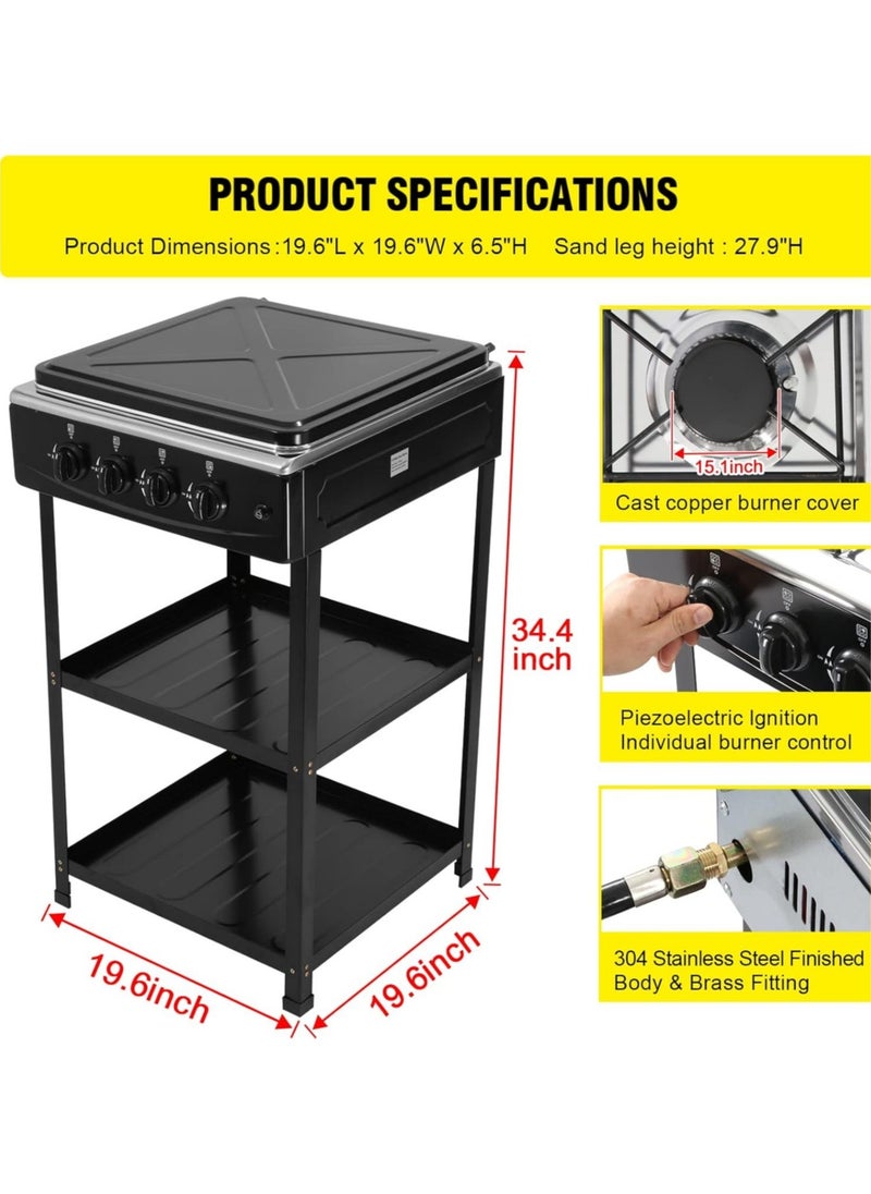 Smokeless Gas Cooking Stove Outdoor Kitchen Free Standing Stove 4 Burner Gas Cooktops