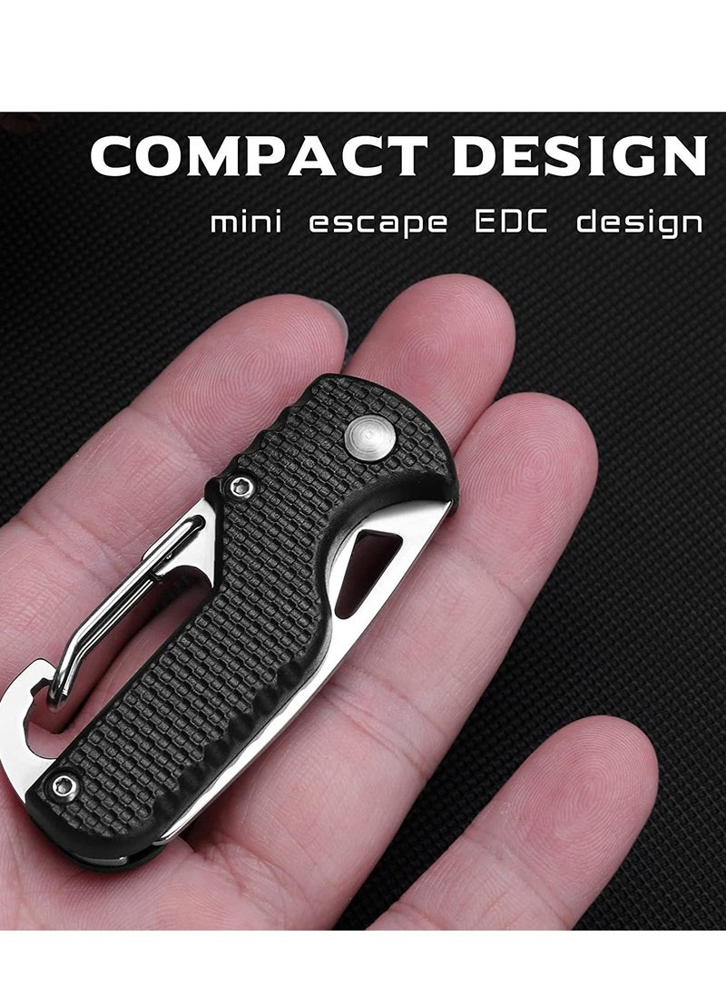 Pocket Box Opener, Bottle Opener, Keychain Box Cutter, Package Opener, Small Pocket Box/ Seatbelt/ Strap Cutter, Razor Sharp Serrated and Paratrooper Hook,  EDC Folding Tools for Women Men 2PCS