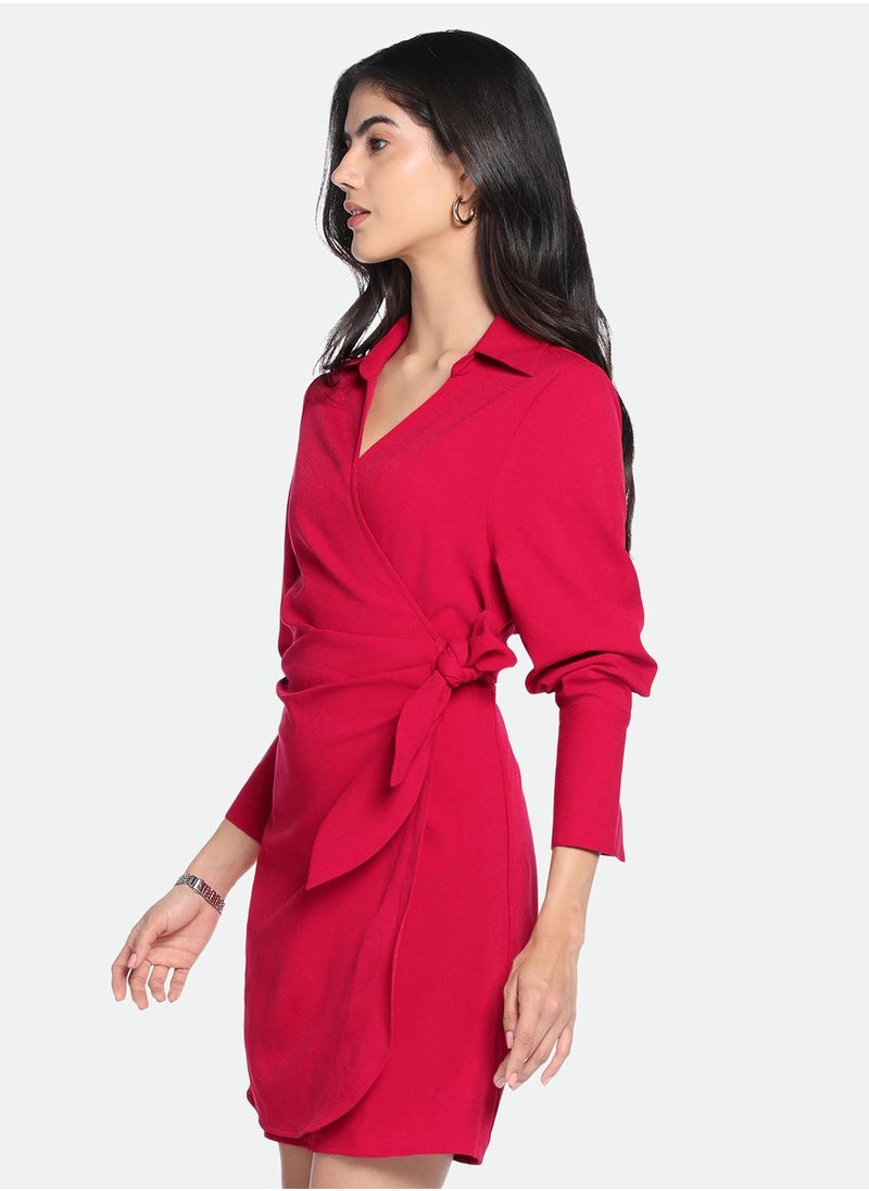 Red Wrap Mini Dress