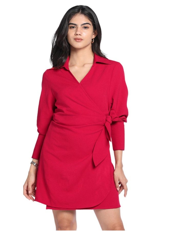 Red Wrap Mini Dress
