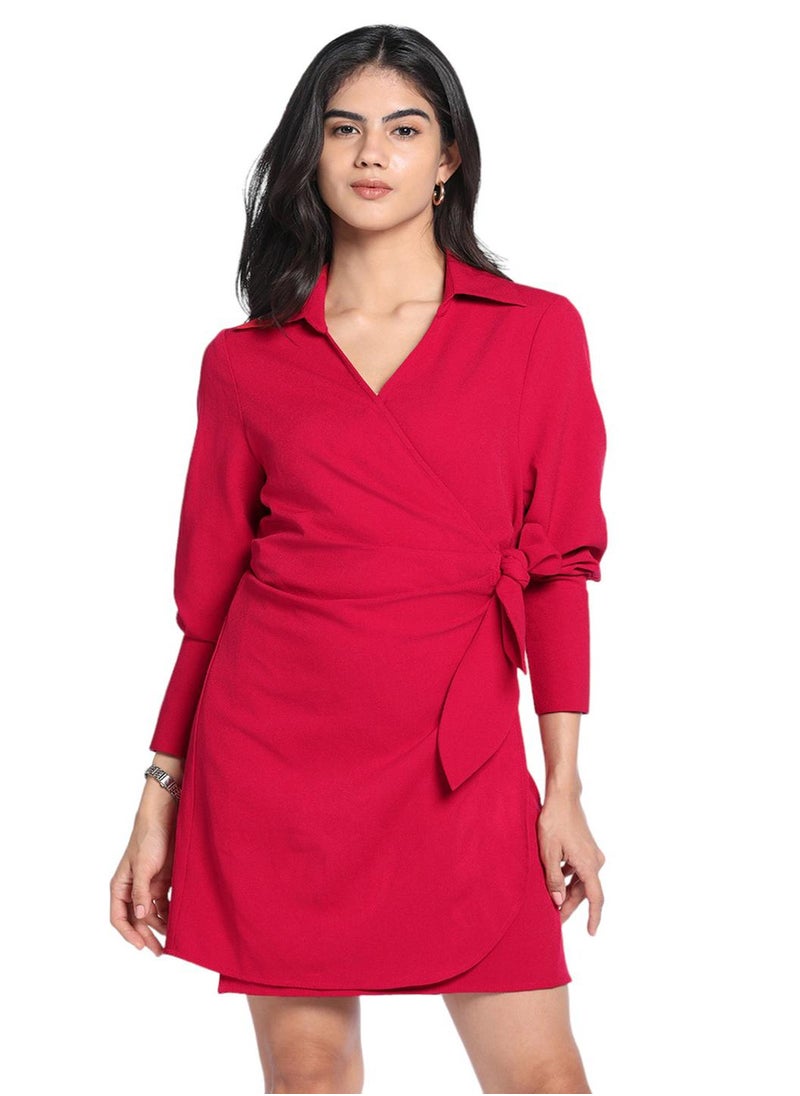 Red Wrap Mini Dress
