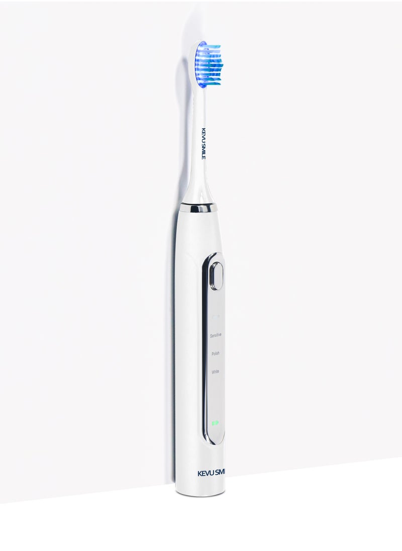 KEVU SMILE Blue LED Whitening Electric Toothbrush, Dentist-Designed Electric Toothbrush for Adults, Sonic Brush with 6 LED Lights for Teeth Whitening&Plaque Removal, 4Modes Rechargeable Toothbrush