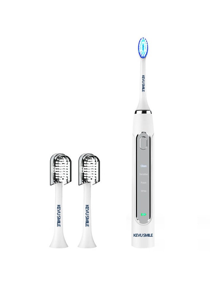 KEVU SMILE Blue LED Whitening Electric Toothbrush, Dentist-Designed Electric Toothbrush for Adults, Sonic Brush with 6 LED Lights for Teeth Whitening&Plaque Removal, 4Modes Rechargeable Toothbrush