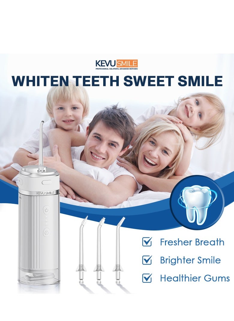 KEVU SMILE Water Flosser, Portable Cordless Water Flosser Water Flosser for Oral Irrigation, 250ml Water Tank, 3 Modes and IPX7 Waterproof, Water Flosser for Home and Travel