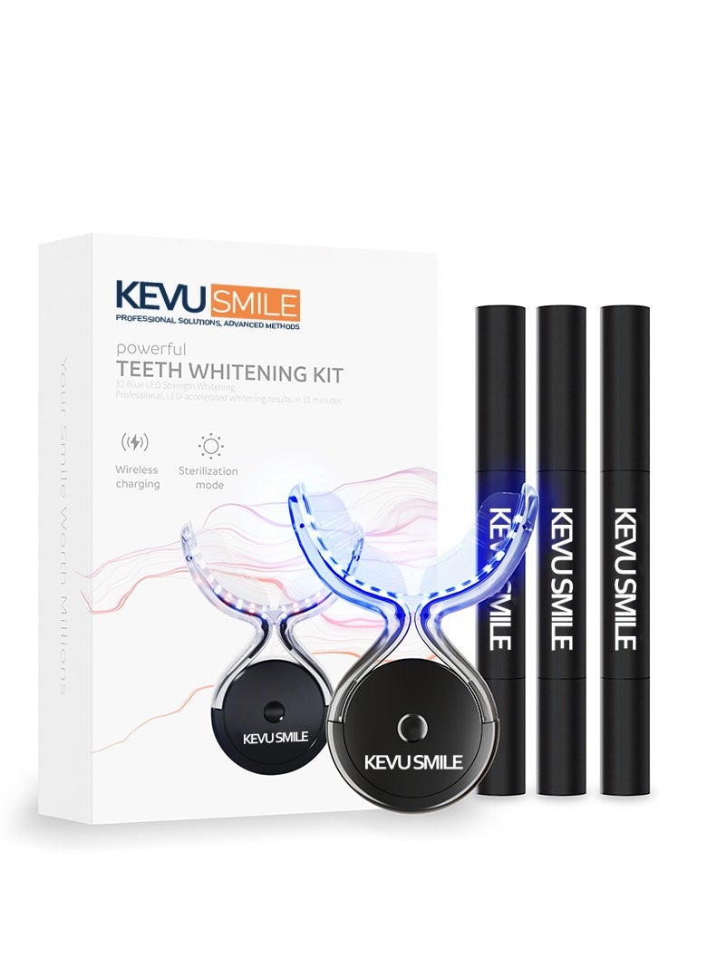 KEVU SMILE Teeth Whitening Kit, Advanced LED Accelerator Light, 35% Carbamide Peroxide 2ml Teeth Whitening Gel Pen, 32 LED Light Whiten Teeth Faster, Helps to Remove Stains from Coffee, Smoking, Wines, Soda, Food