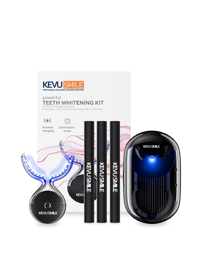 KEVU SMILE Teeth Whitening Kit, Advanced LED Accelerator Light, 35% Carbamide Peroxide 2ml Teeth Whitening Gel Pen, 32 LED Light Whiten Teeth Faster, Helps to Remove Stains from Coffee, Smoking, Wines, Soda, Food