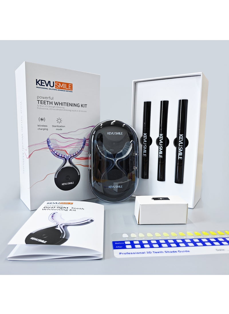 KEVU SMILE Teeth Whitening Kit, Advanced LED Accelerator Light, 35% Carbamide Peroxide 2ml Teeth Whitening Gel Pen, 32 LED Light Whiten Teeth Faster, Helps to Remove Stains from Coffee, Smoking, Wines, Soda, Food