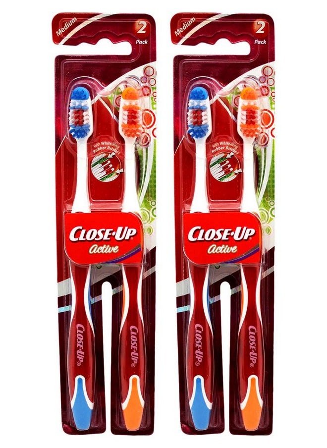 CLOSE-UP TOOTHBRUSH MED. ACTIVE 2-2 packs 4 brushes