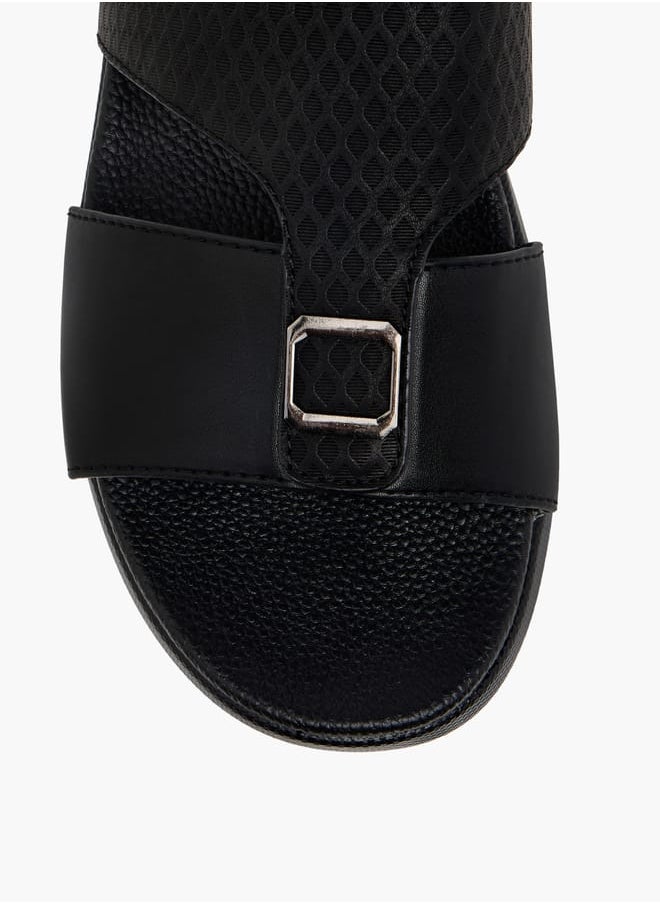 Men's Textured Slip-On Sandals with Metallic Detail Ramadan Collection