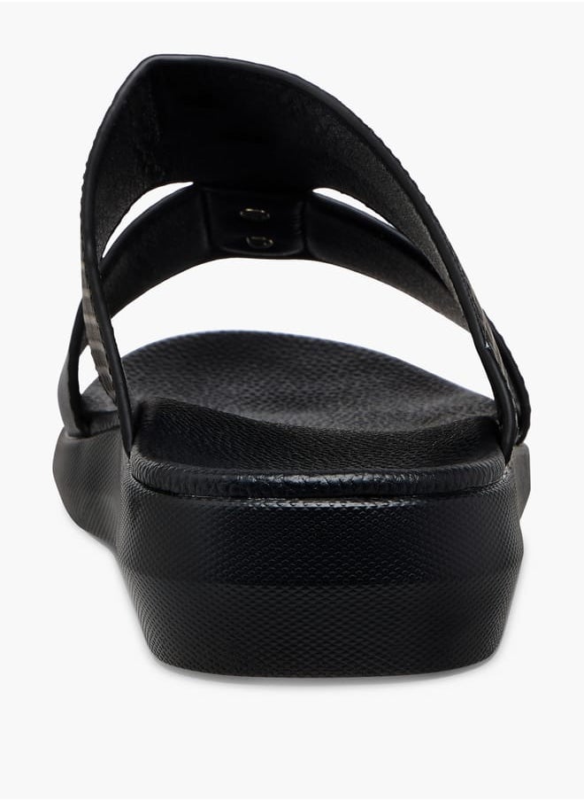 Men's Textured Slip-On Sandals with Metallic Detail Ramadan Collection