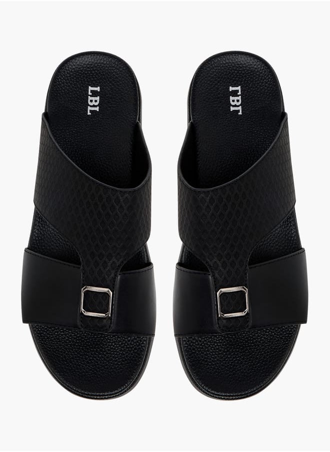 Men's Textured Slip-On Sandals with Metallic Detail Ramadan Collection