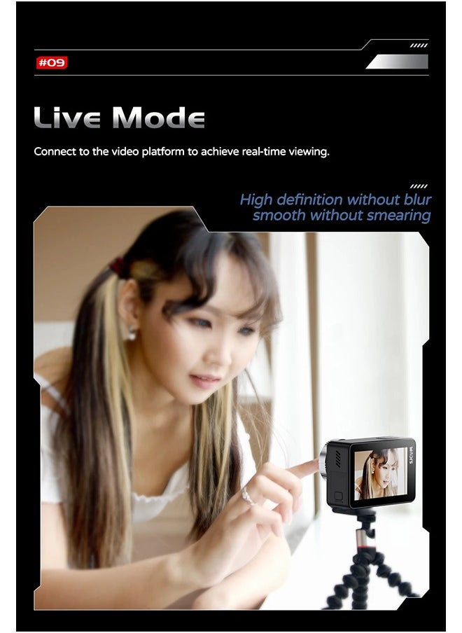 Sj11 Active Action Camera Waterproof Anti-Shake Motion Detection Multifunctional 4K Touch Screen Outdoor Sport Video Cam