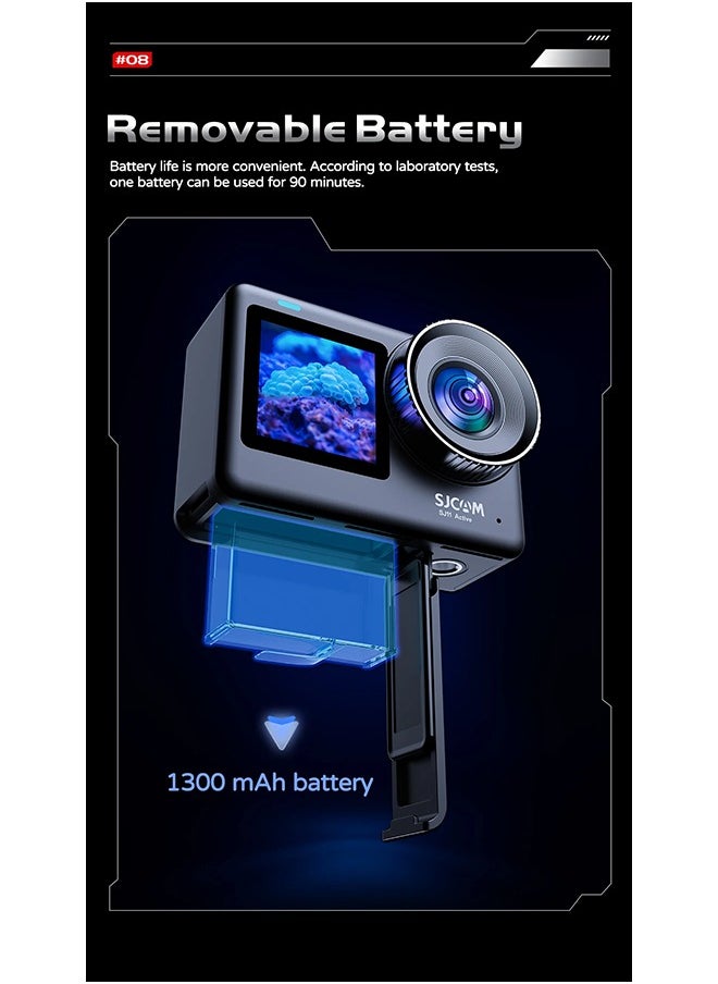 Sj11 Active Action Camera Waterproof Anti-Shake Motion Detection Multifunctional 4K Touch Screen Outdoor Sport Video Cam