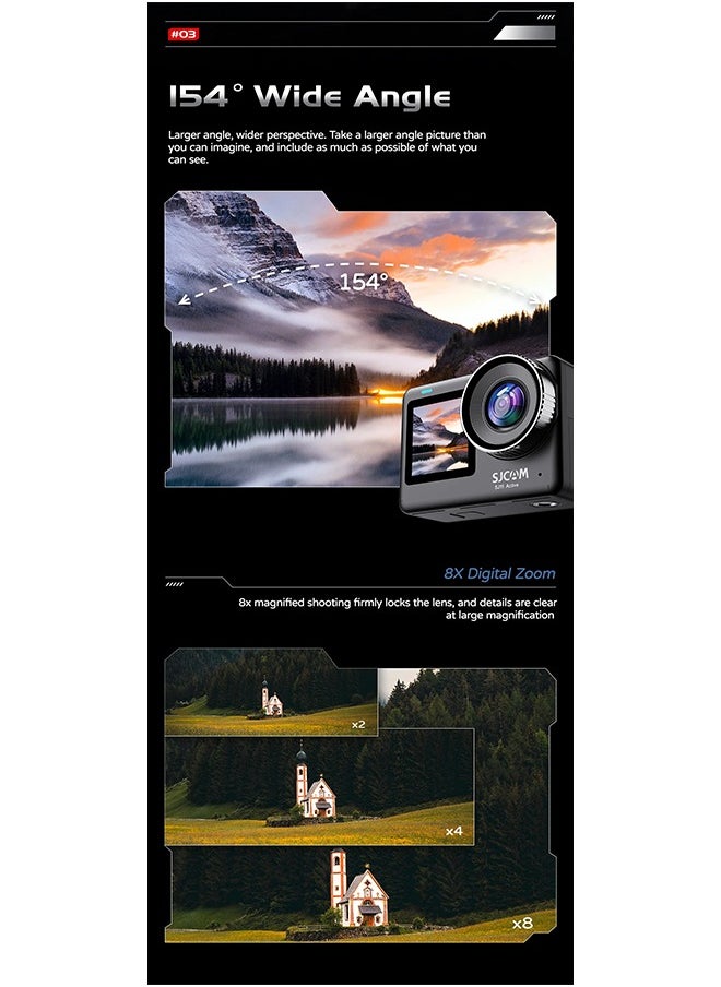Sj11 Active Action Camera Waterproof Anti-Shake Motion Detection Multifunctional 4K Touch Screen Outdoor Sport Video Cam