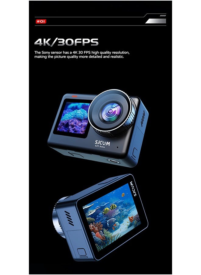 Sj11 Active Action Camera Waterproof Anti-Shake Motion Detection Multifunctional 4K Touch Screen Outdoor Sport Video Cam