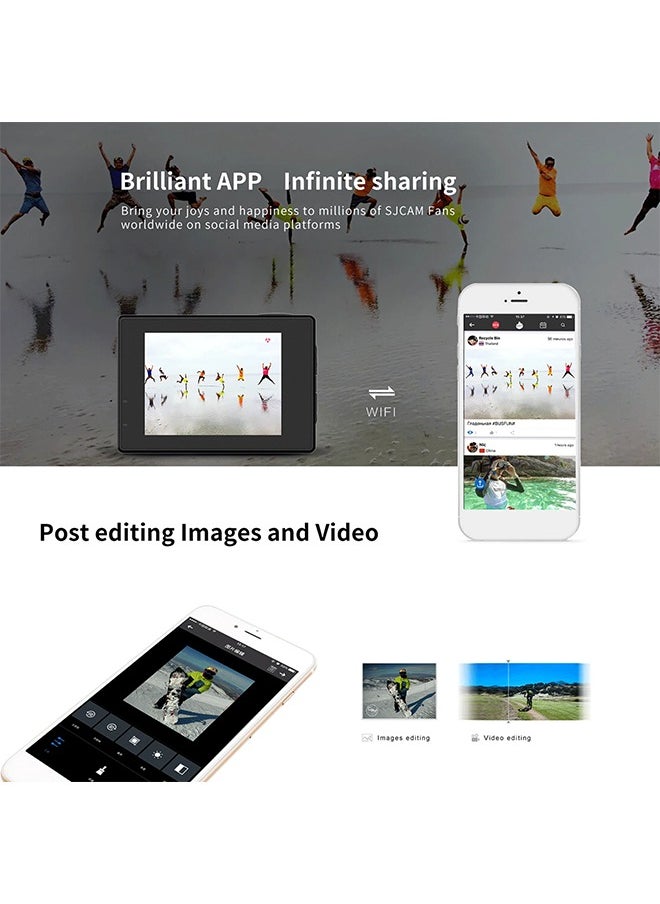 Sj4000Air 4K Hd Action Camera 2Inch Ips Screen 16Mp 170°Wide Angle 30M Waterproof Support Wifi Waterproof Case Adapters