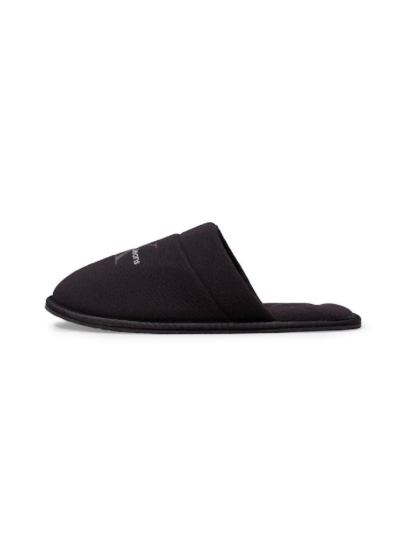 Men's Fleece Lined Slippers - Polyester, Black