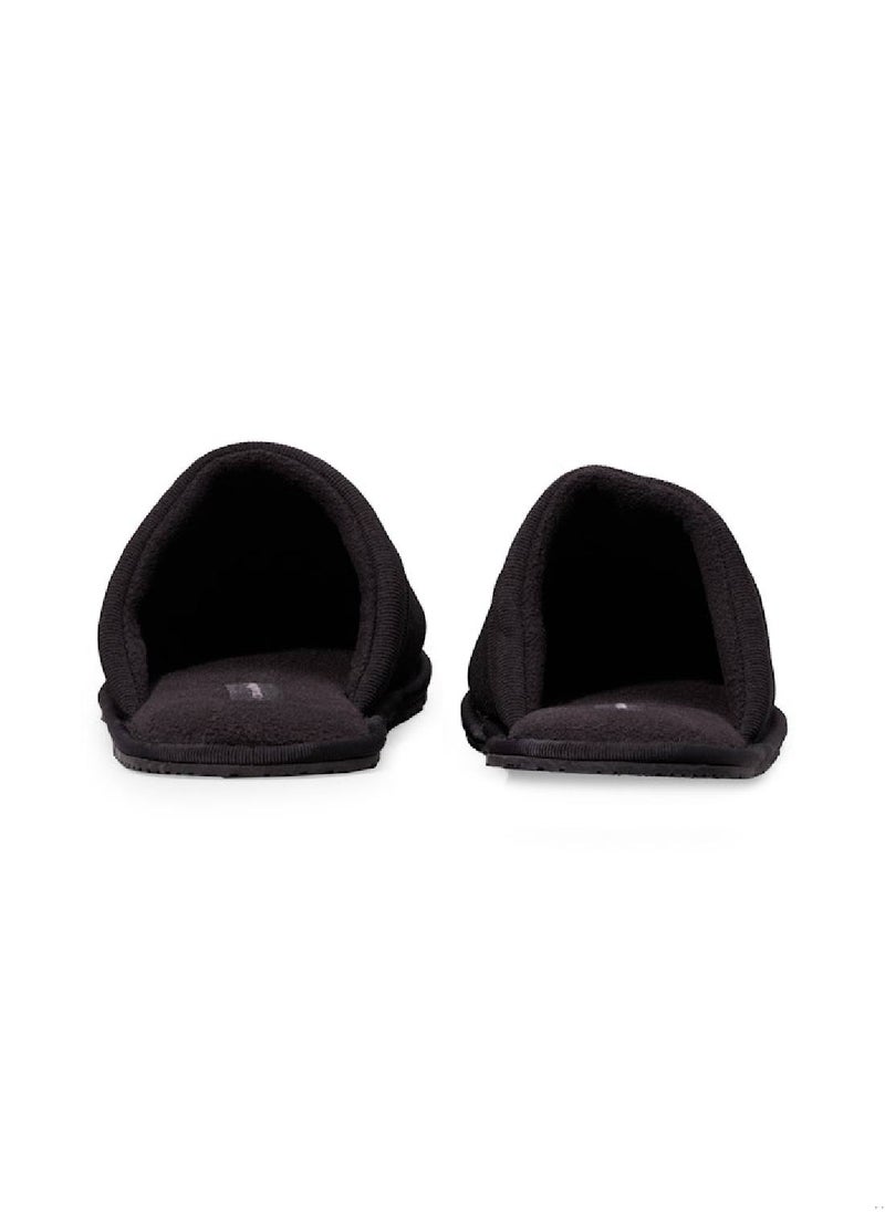 Men's Fleece Lined Slippers - Polyester, Black