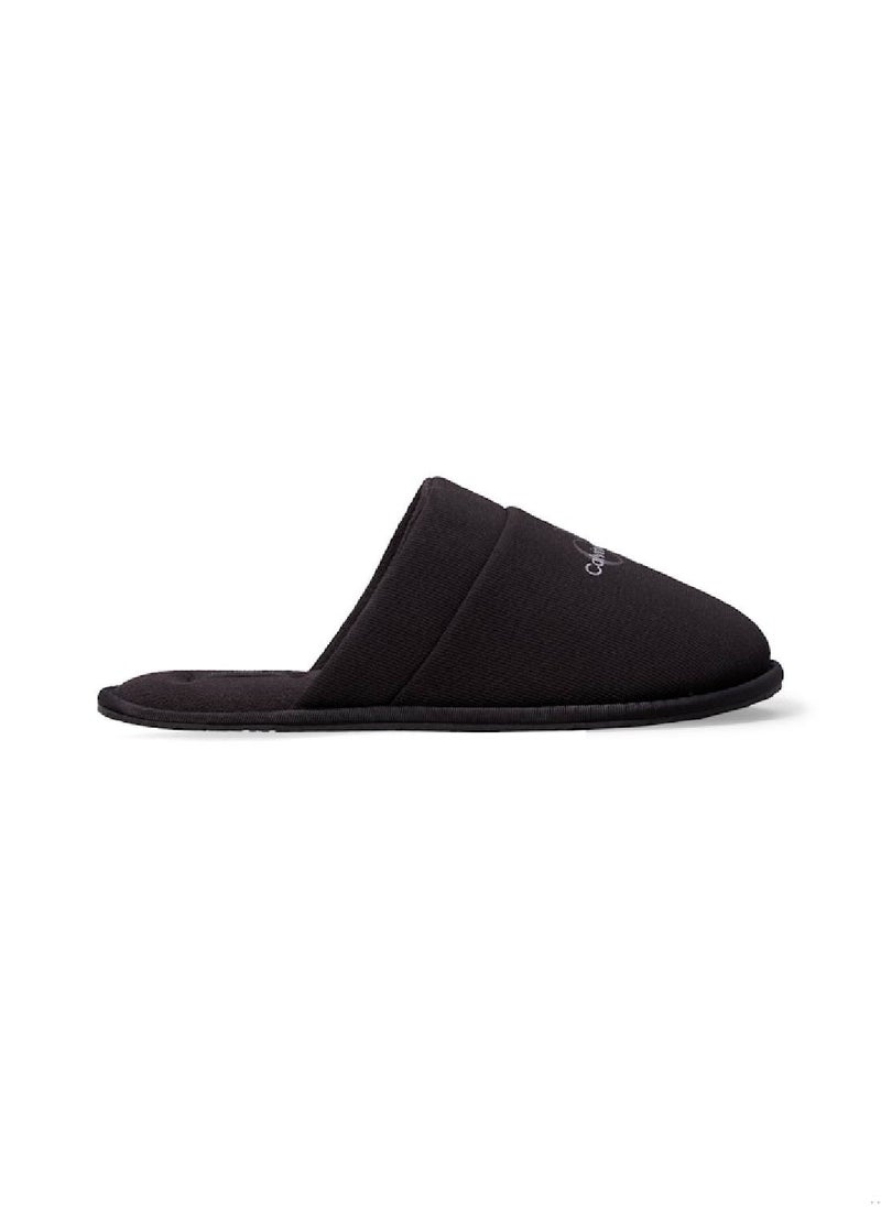 Men's Fleece Lined Slippers - Polyester, Black