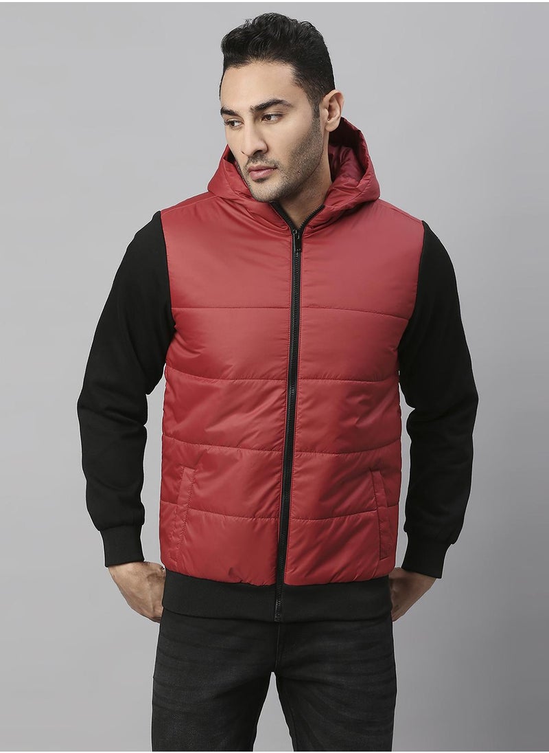 Regular Fit Cherry Puffer Jackets For Men