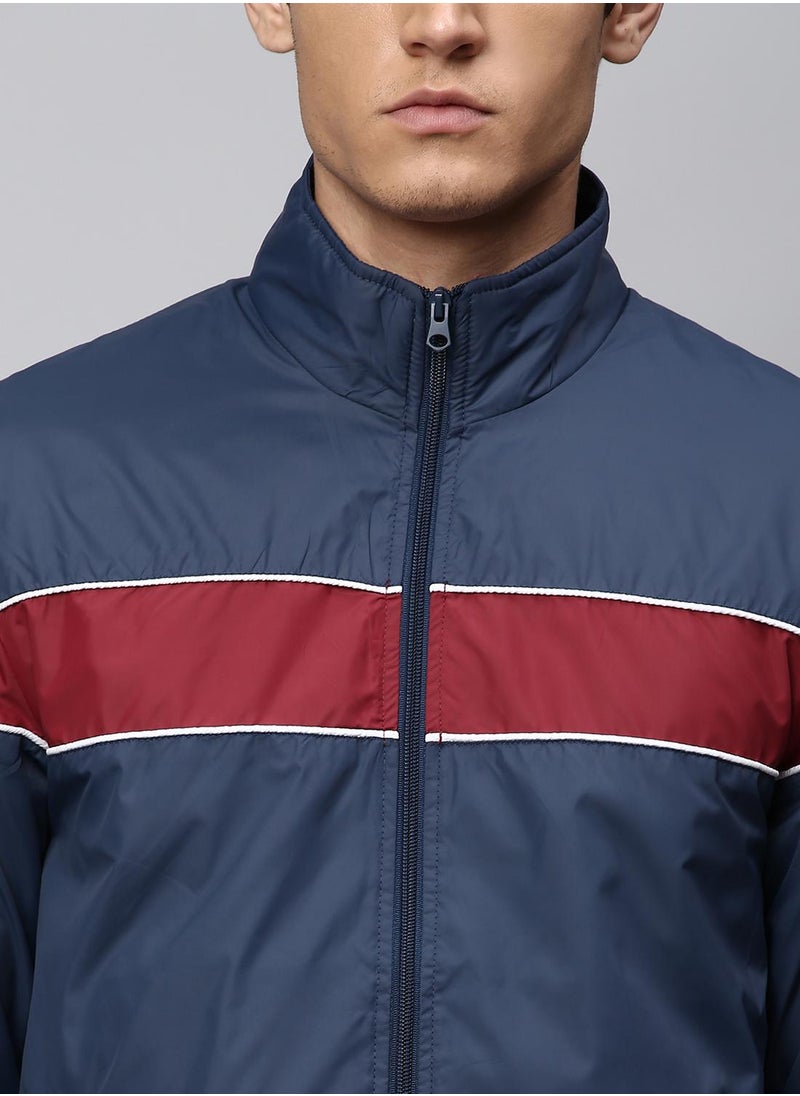 Regular Fit Bright Navy Windbreaker Jackets For Men