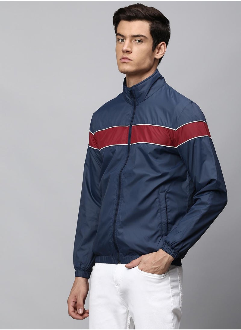 Regular Fit Bright Navy Windbreaker Jackets For Men