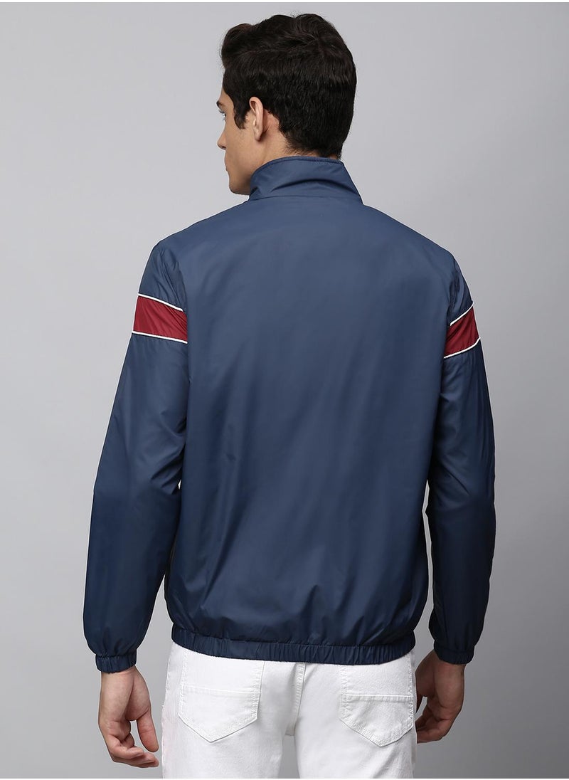 Regular Fit Bright Navy Windbreaker Jackets For Men