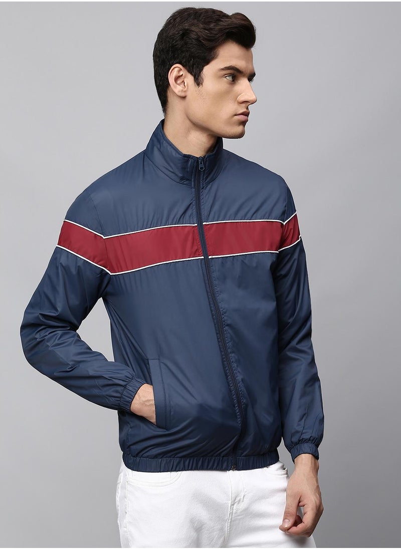 Regular Fit Bright Navy Windbreaker Jackets For Men