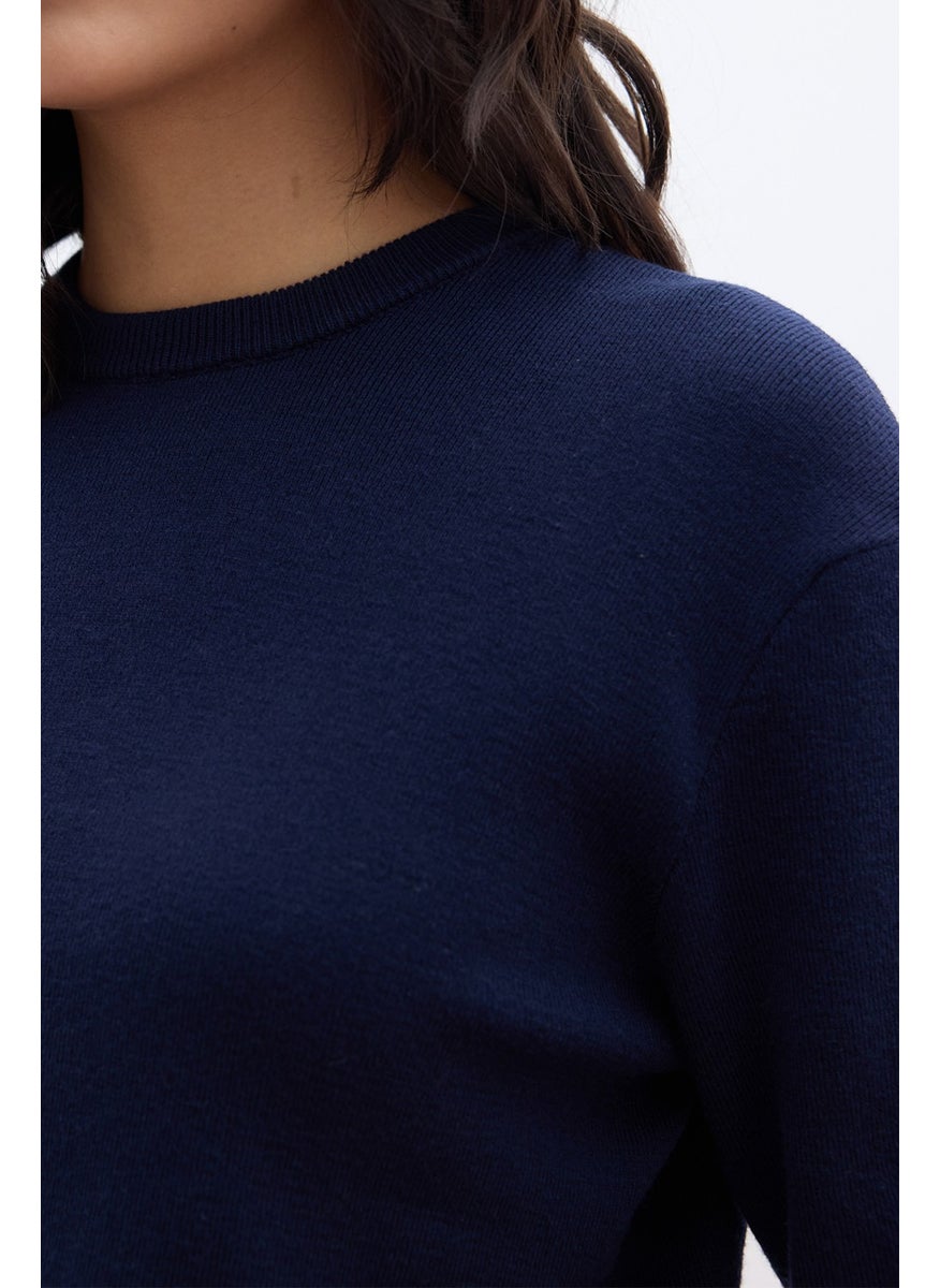 Soft Texture Knitwear Sweater Navy Blue