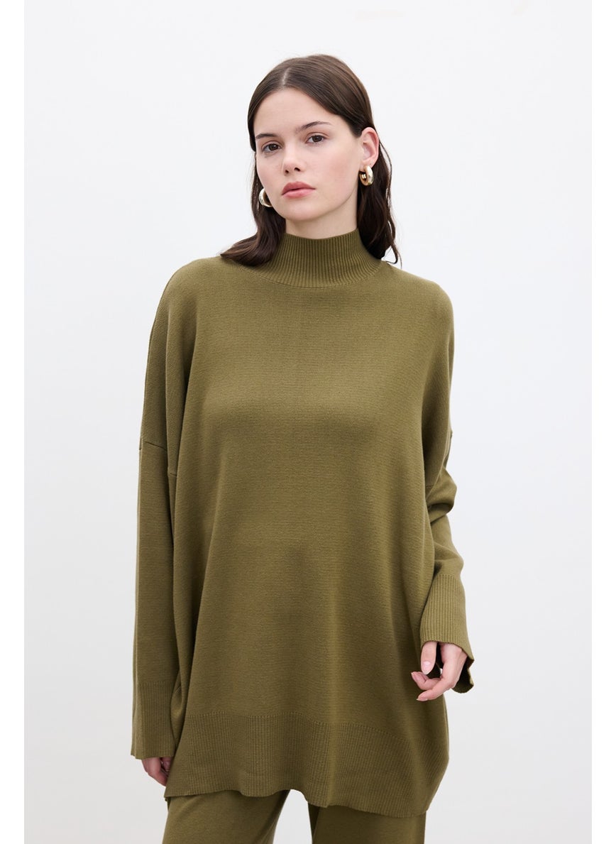 Oversize High Neck Sweater Green