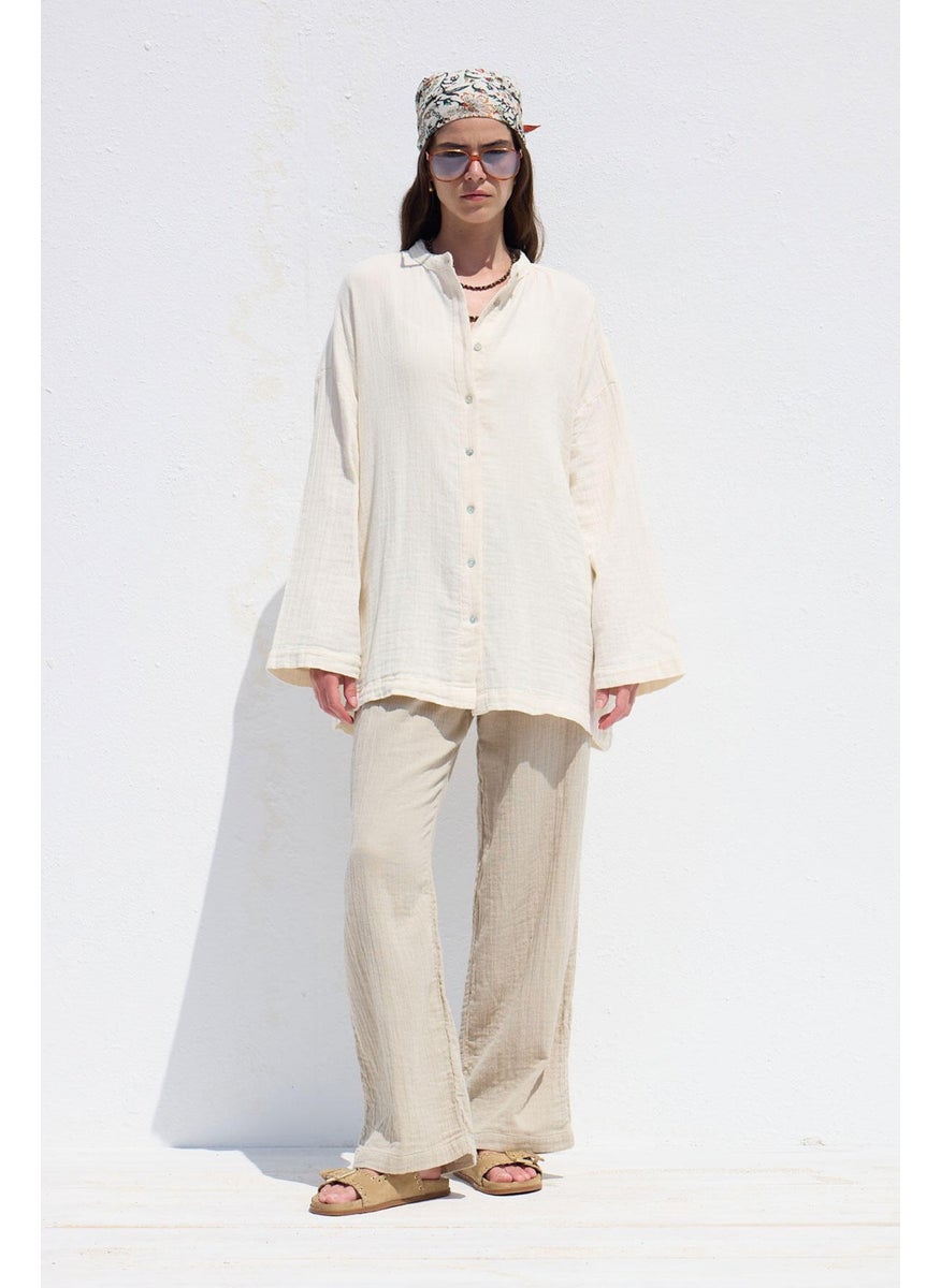 Wide Sleeve Muslin Shirt Ecru