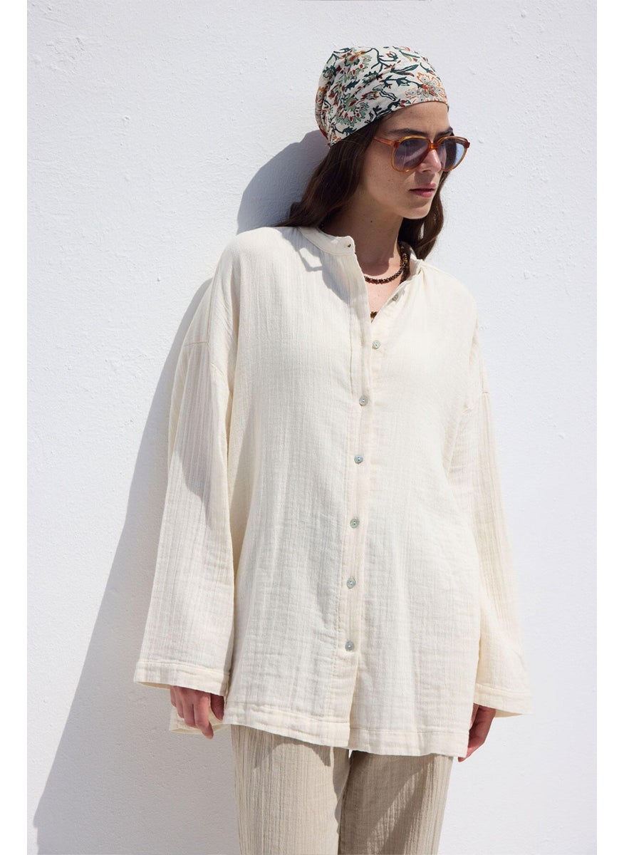 Wide Sleeve Muslin Shirt Ecru