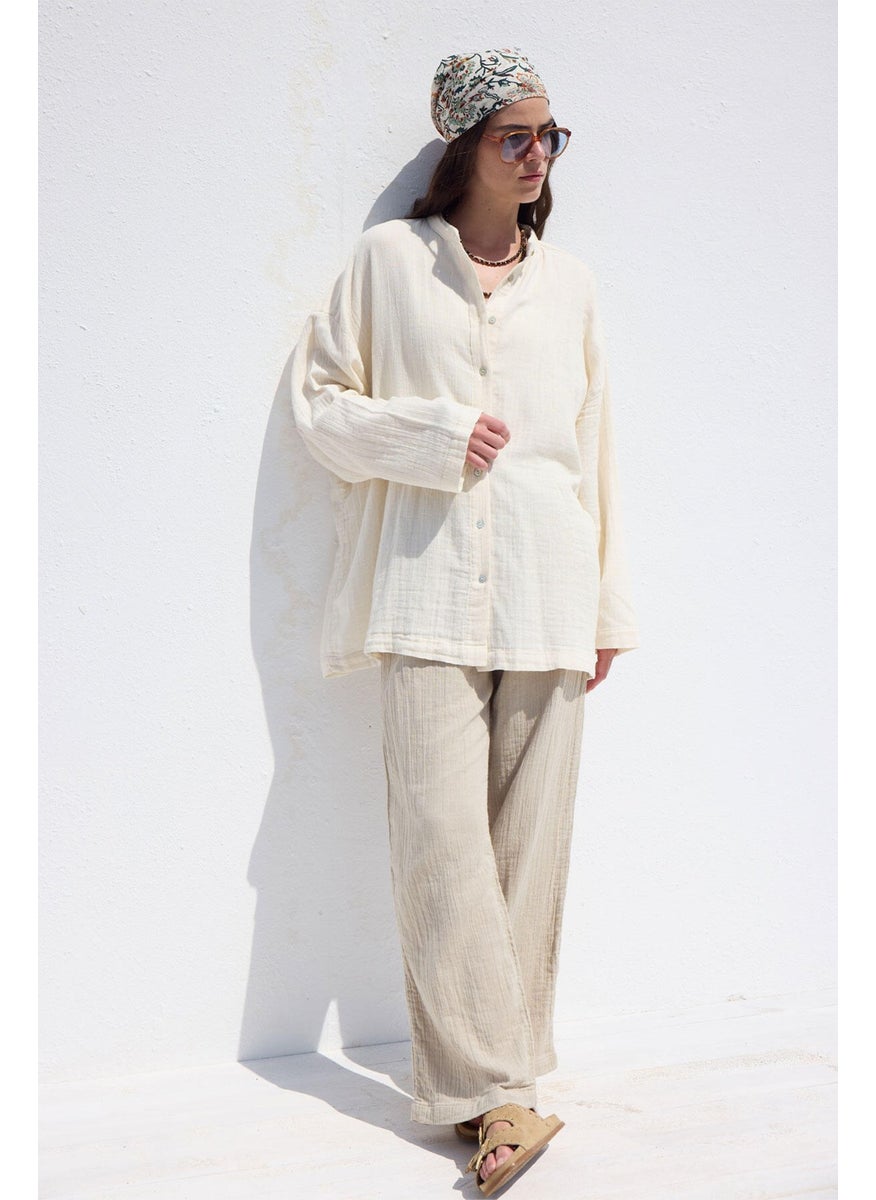 Wide Sleeve Muslin Shirt Ecru