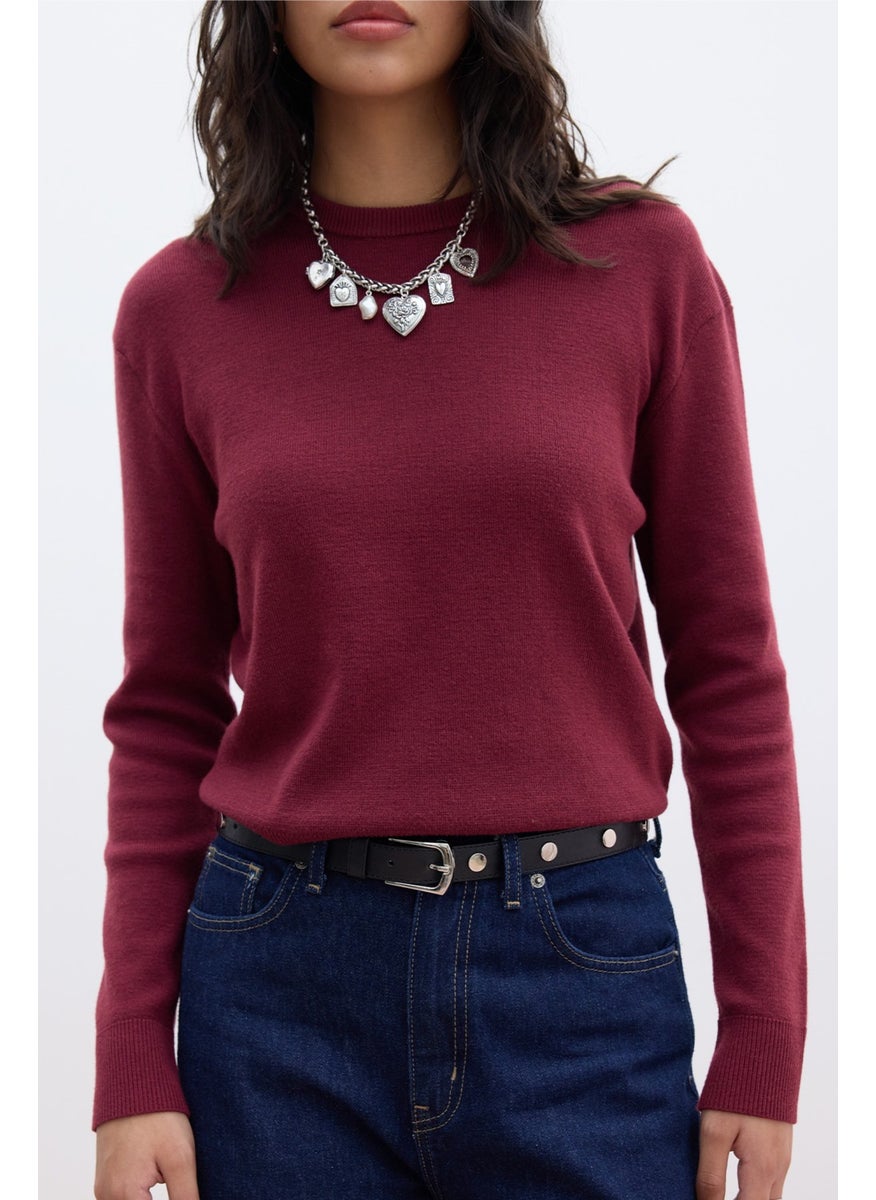 Soft Texture Knitted Sweater Claret Red