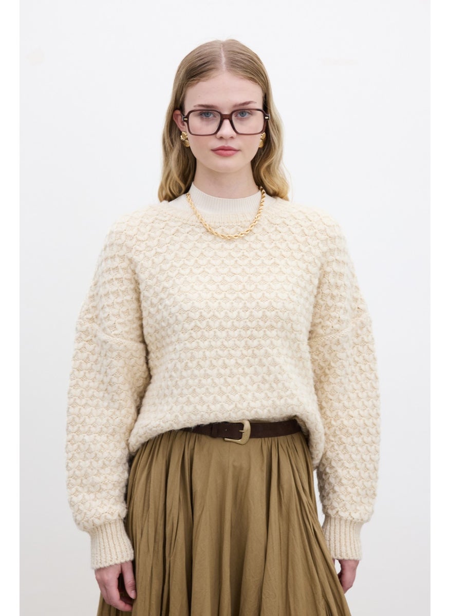 Patterned Knitted Sweater Beige