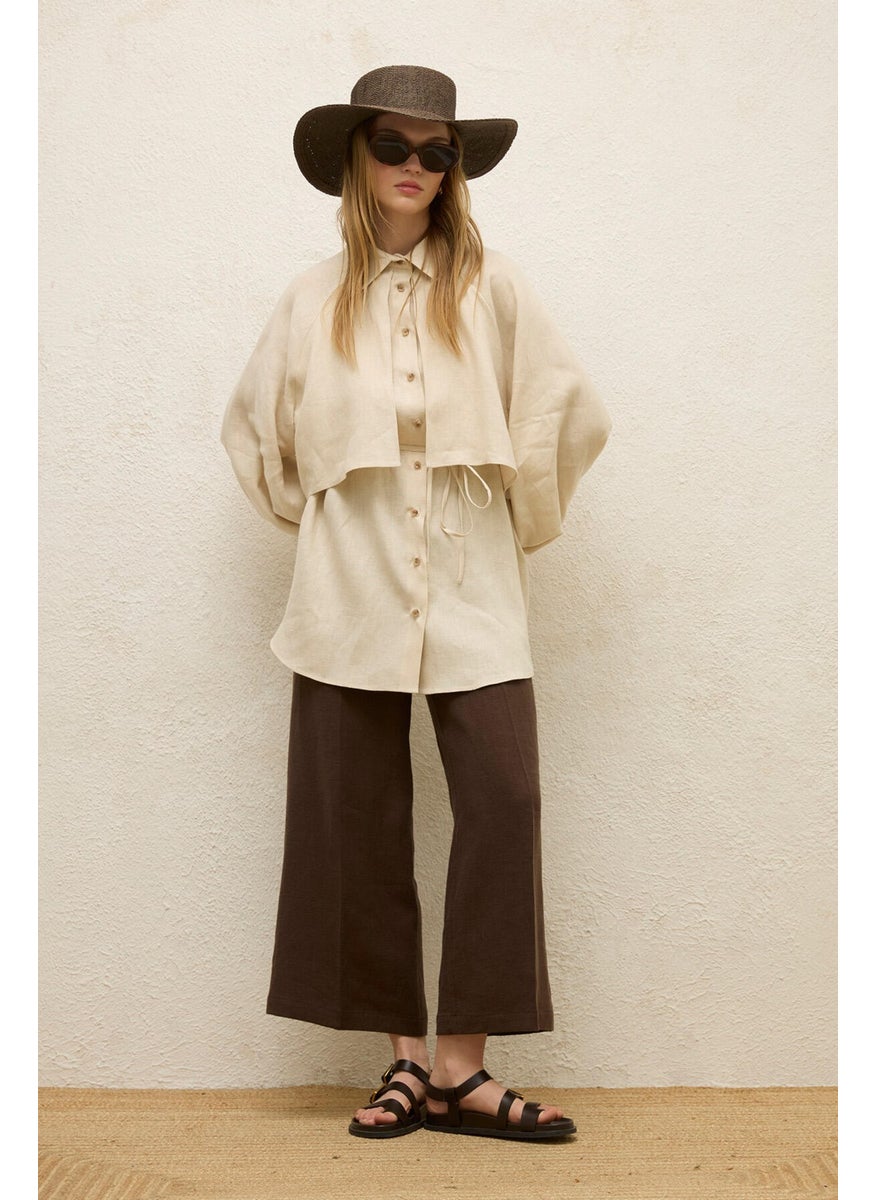 Linen Trench Shirt Beige